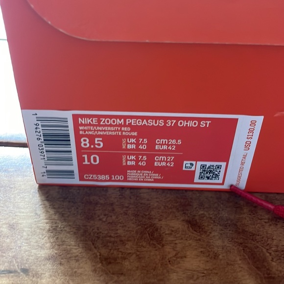Nike Zoom Pegasus 37 Ohio State Mens Size 8.5 - Picture 10 of 12
